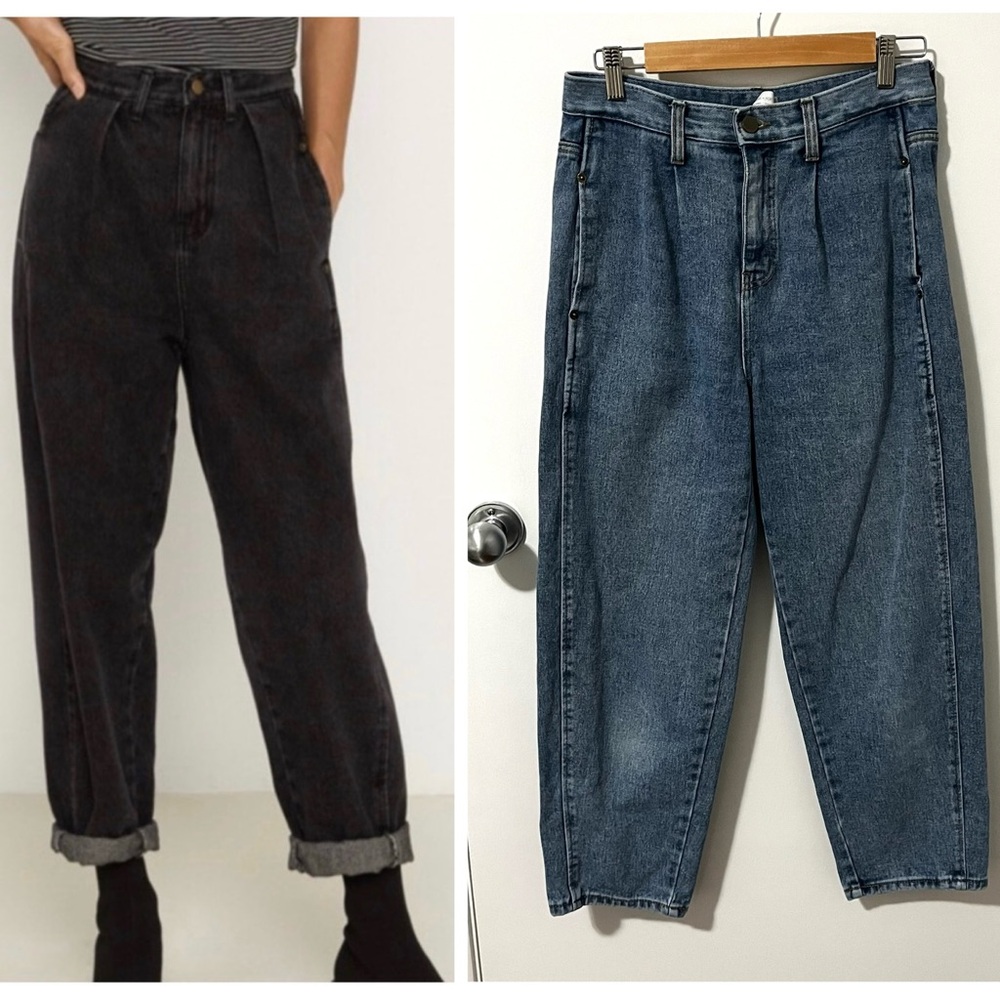 Oak + Fort High Rise Barrel Leg Jean Blue size Medium